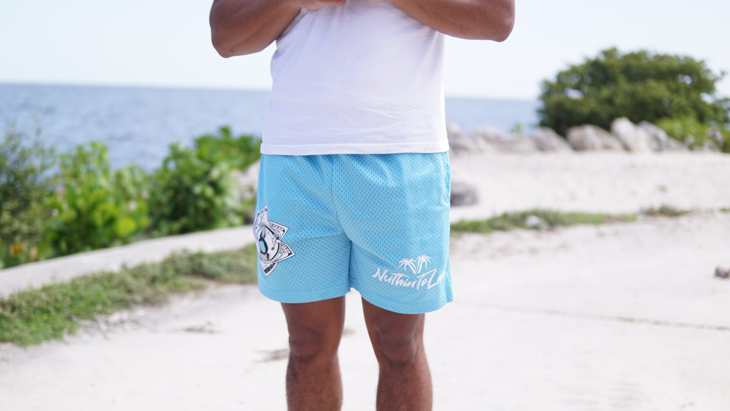 Blue "Money Rose" Shorts