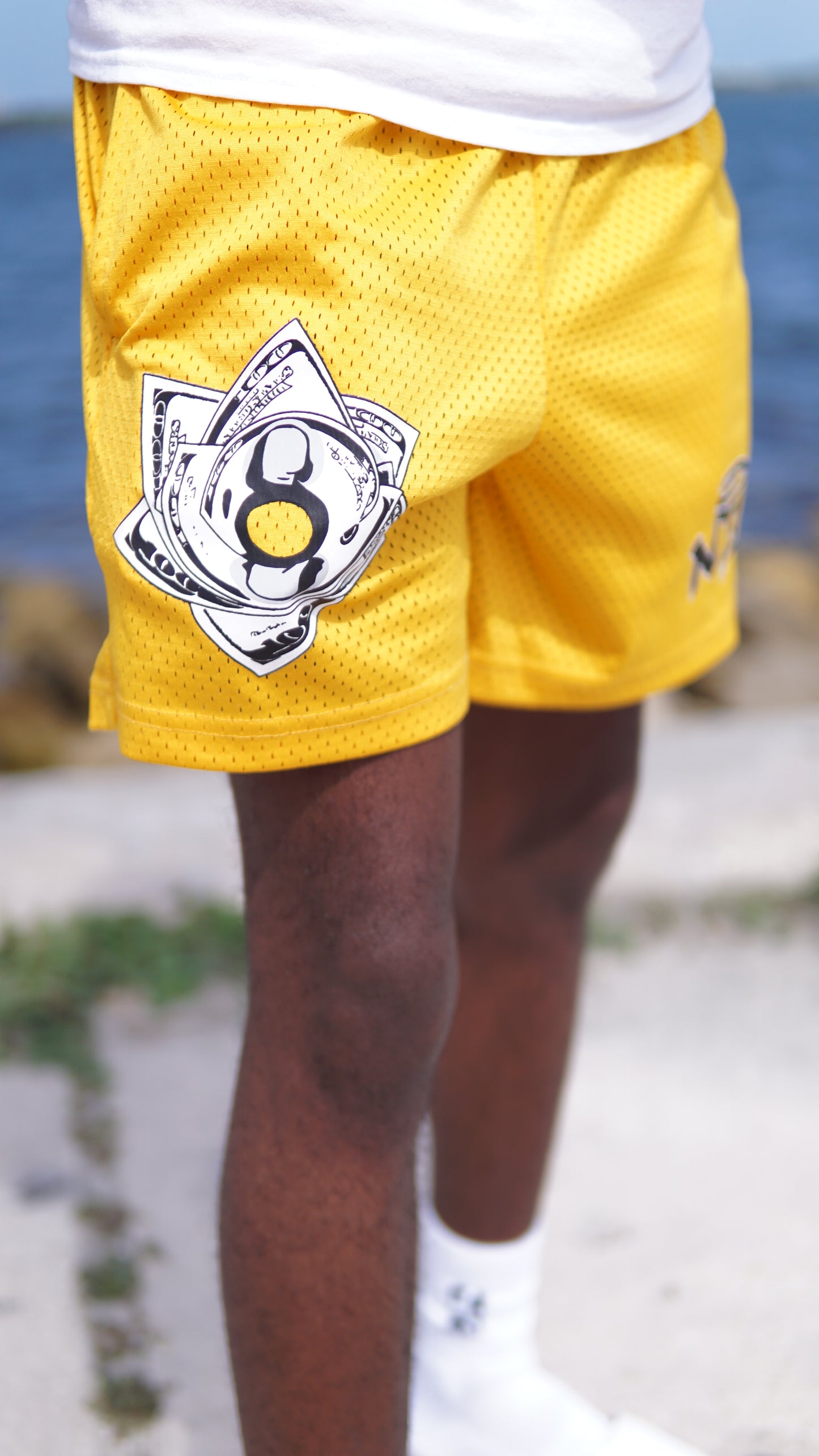 Yellow "Money Rose" Shorts