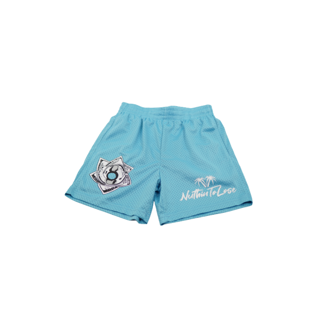 Blue "Money Rose" Shorts
