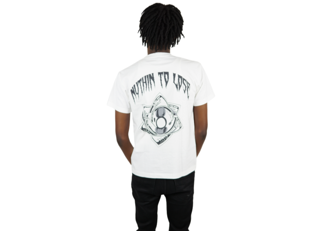White "Money Rose" Short Sleeve Tee