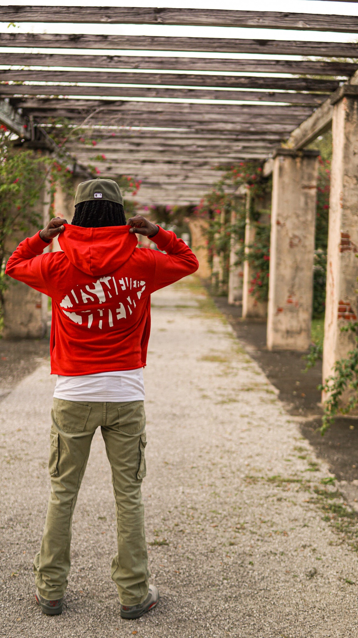 "US NEVER THEM" Red Cropped Hoodie